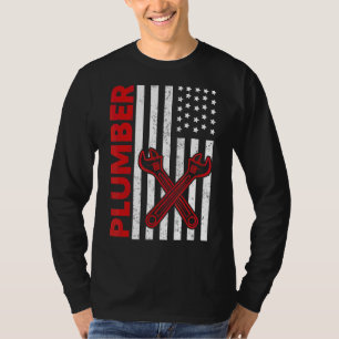USA American Flag Plumber Men Plumbers Patri T-Shirt