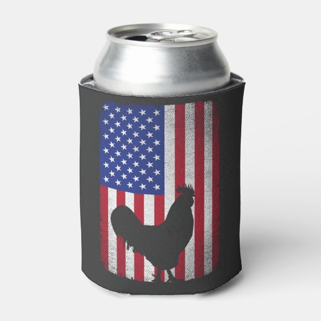 USA American Flag Rooster Lover 4. Juli Dosenkühler (Kanne Vorderseite)