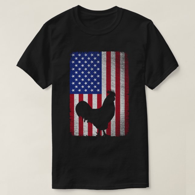 USA American Flag Rooster Lover 4. Juli T-Shirt (Design vorne)