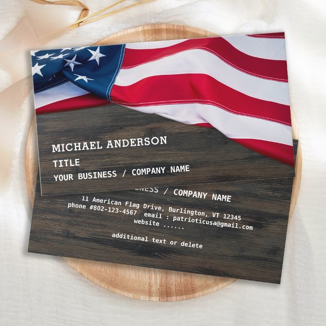 USA American Flag Rustic Wood Patriotic Visitenkarte (Von Creator hochgeladen)