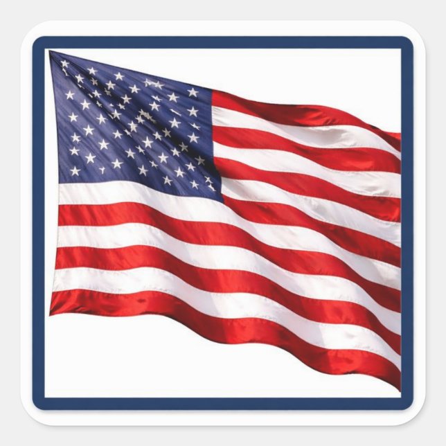 USA American Flag Square Sticker – Blue Border  (Vorderseite)