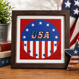 USA - American Flag & Stars in Circle Keramik Tile Fliese