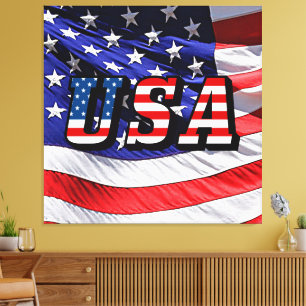 USA - American Flag Stretched Canvas Print Leinwanddruck