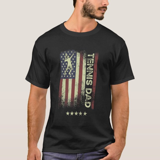 USA American Flag  Tennis Dad 1 T-Shirt (Vorderseite)