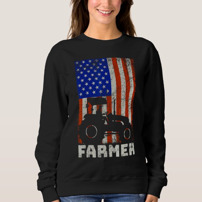 USA American Flag Tractors Farming Sweatshirt (Vorderseite)