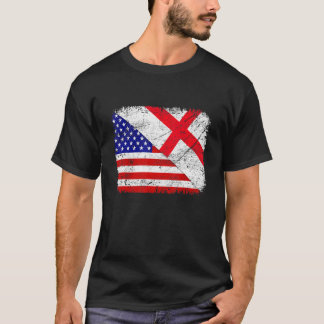 USA American Flag & X0008 England Flag Patriotic T-Shirt
