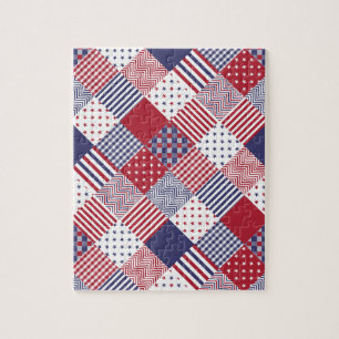 USA Americana Diagonal Red White & Blue Quilt