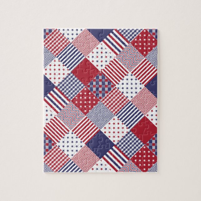USA Americana Diagonal Red White & Blue Quilt (Vertikal)