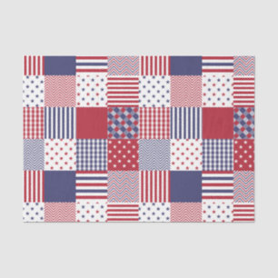 USA Americana Patchwork Red White & Blue Seidenpapier