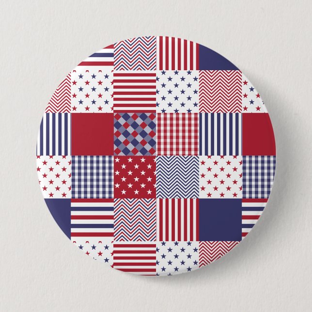 USA-AmericanaPatchwork-rotes weißes u. blau Button (Vorderseite)