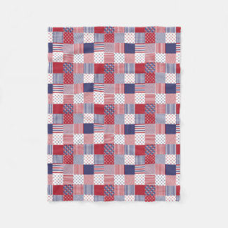 USA-AmericanaPatchwork-rotes weißes u. blau Fleecedecke