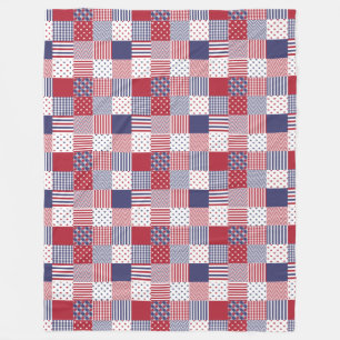 USA-AmericanaPatchwork-rotes weißes u. blau Fleecedecke