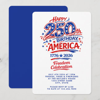 USA Amerika 250. Jubiläum 4. Juli Party Einladung