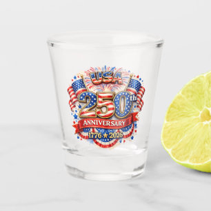 USA Amerika 250. Jubiläum Aquarell Patriotisch Schnapsglas