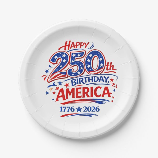USA Amerika 250. Jubiläum Patriotisch Pappteller (Vorderseite)