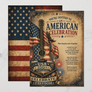 USA Amerika 250. Jubiläum Vintage 4. Juli Einladung