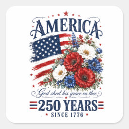 USA Amerika 250. Jubiläums-Blumenmuster Quadratischer Aufkleber