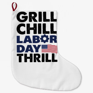 USA Amerika Grill Chill Labour Day Thrill GRILLEN Großer Weihnachtsstrumpf