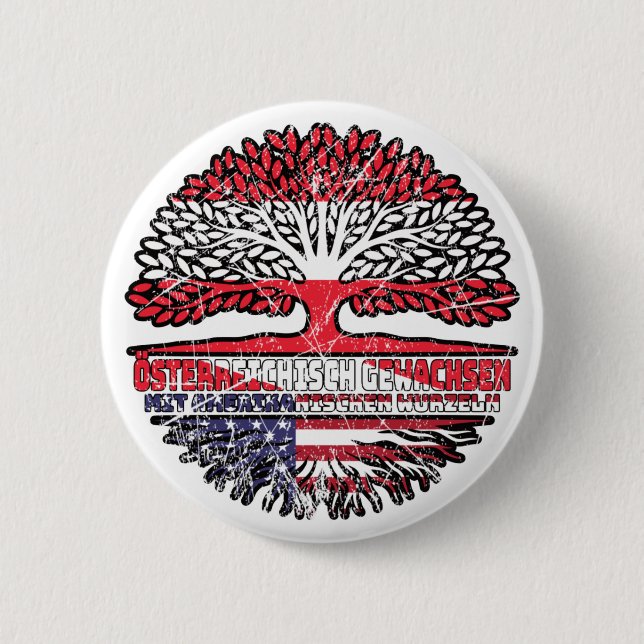USA Amerikanisch Österreichisch Baum Button (Vorderseite)