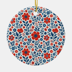 USA/Amerikanisch thematisiertes Blumenmuster Keramik Ornament