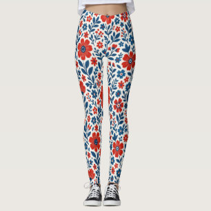 USA/Amerikanisch thematisiertes Blumenmuster Leggings