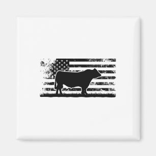 Usa Amerikanische Flagge - Amerika Kuh Black Angus Magnet