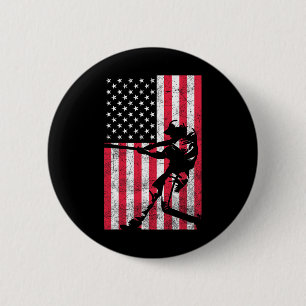 Usa Amerikanische Flagge Baseball Rot Weiß Blau 4. Button