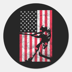 Usa Amerikanische Flagge Baseball Rot Weiß Blau 4. Runder Aufkleber