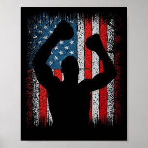 Usa Amerikanische Flagge Boxen Kickboxen Patriotis Poster