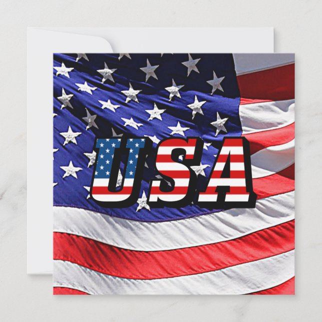 USA - Amerikanische Flagge Einladung (Vorderseite)