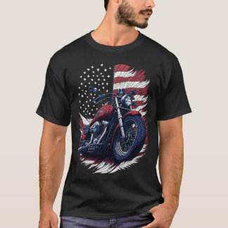 USA Amerikanische Flagge Fahrer Motorrad Veteran B T-Shirt