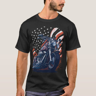 USA Amerikanische Flagge Fahrer Motorrad Veteran B T-Shirt