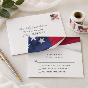 USA Amerikanische Flagge Hochzeits-RSVP-Karte RSVP Karte
