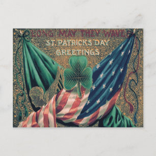 USA Amerikanische Flagge Irischer Shamrock Postkarte