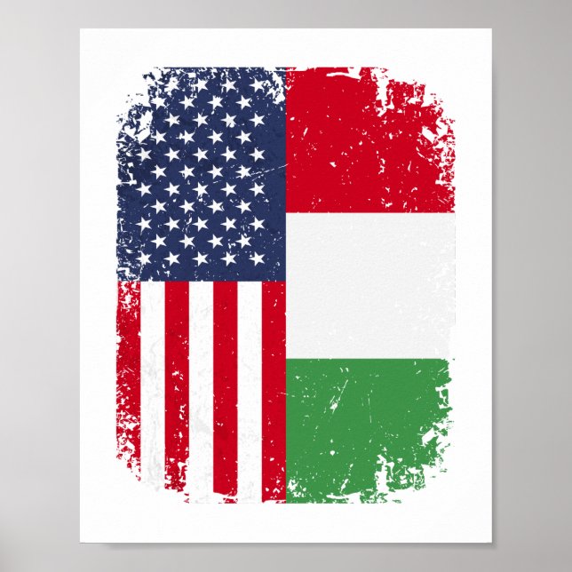 USA - Amerikanische Flagge Italien Italien Poster (Vorne)