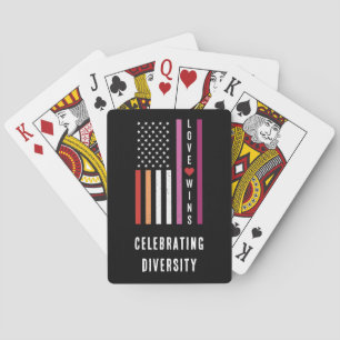 USA Amerikanische Flagge Liebe Gewinnt LGBTQ Lesbi Spielkarten