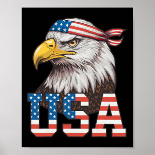 Usa Amerikanische Flagge Männer Frauen Kinder Weiß Poster