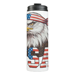 USA Amerikanische Flagge Männer Frauen Kinder Weiß Thermosbecher