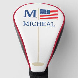 USA Amerikanische Flagge Monogramm Name Golf Headcover