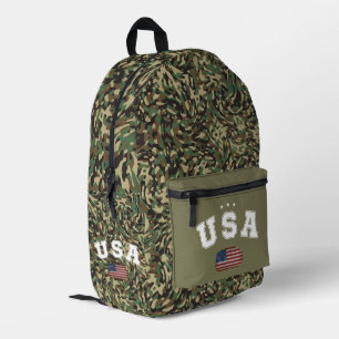 USA Amerikanische Flagge Patriotische Veteranen 4. Bedruckter Rucksack