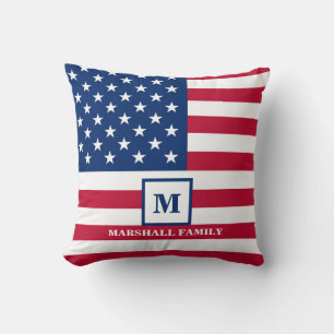 USA Amerikanische Flagge Personalisiertes Monogram Kissen