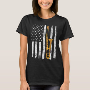 Usa Amerikanische Flagge Posaune - Posaunist Musik T-Shirt