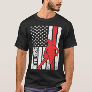 USA Amerikanische Flagge Stolze Basketball Mädchen T-Shirt