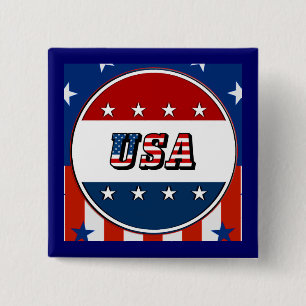 USA - Amerikanische Flagge und Sterne im 2. Kreis Button
