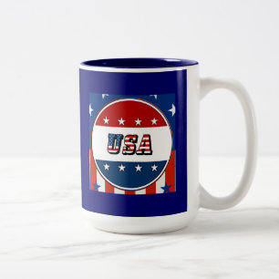 USA - Amerikanische Flagge und Sterne im 2. Kreis Zweifarbige Tasse