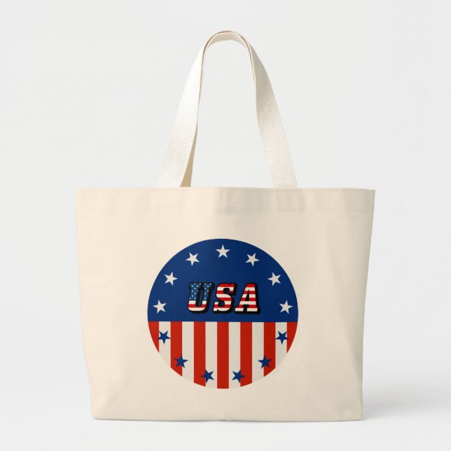 USA - Amerikanische Flagge und Sterne im Circle Ba Jumbo Stoffbeutel (Vorne)