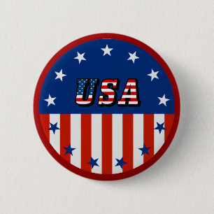 USA - Amerikanische Flagge und Sterne im Circle Bu Button