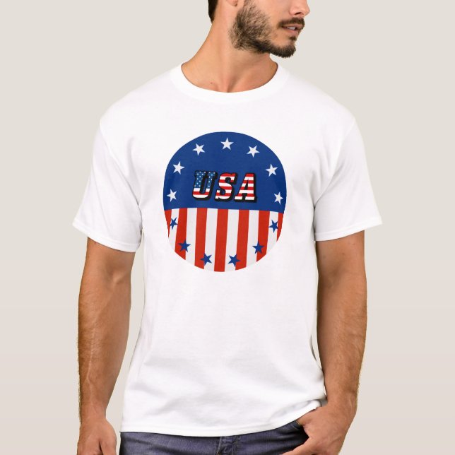 USA - Amerikanische Flagge und Sterne im Circle T  T-Shirt (Vorderseite)