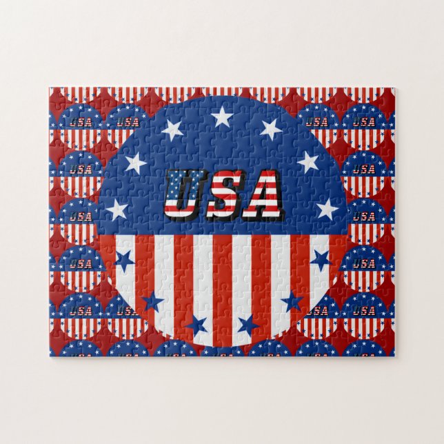 USA - Amerikanische Flagge und Sterne im Kreis (Horizontal)