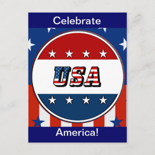 USA - Amerikanische Flagge und Sterne im Kreis #2, Postkarte